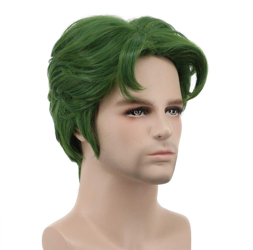 5 Inches Short Curly Men Fluffy Dark Green Halloween Party Cosplay Costume Wig