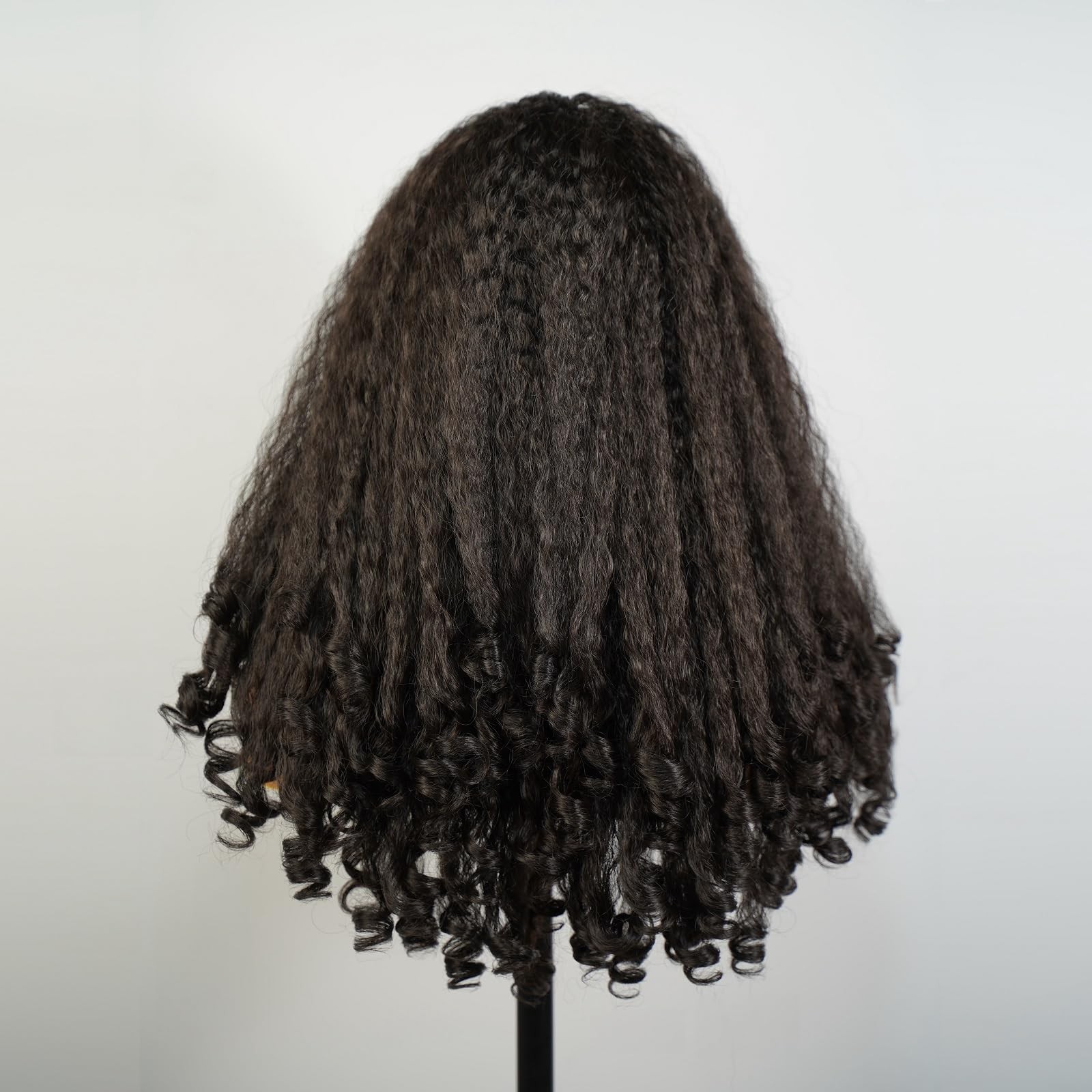 Afro Curly Lace Front Wig for Black Women 20 Inch Dark Brown Natural Syntheti…
