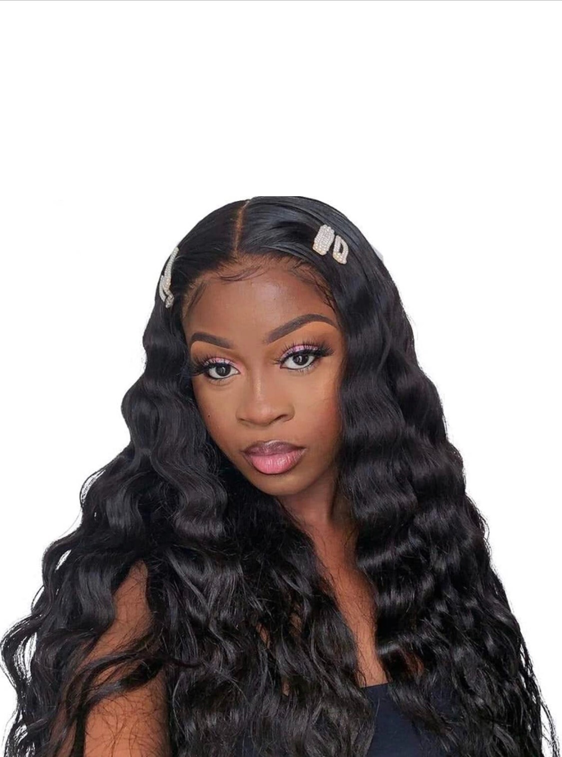 Long 30in lace front black curly human hair