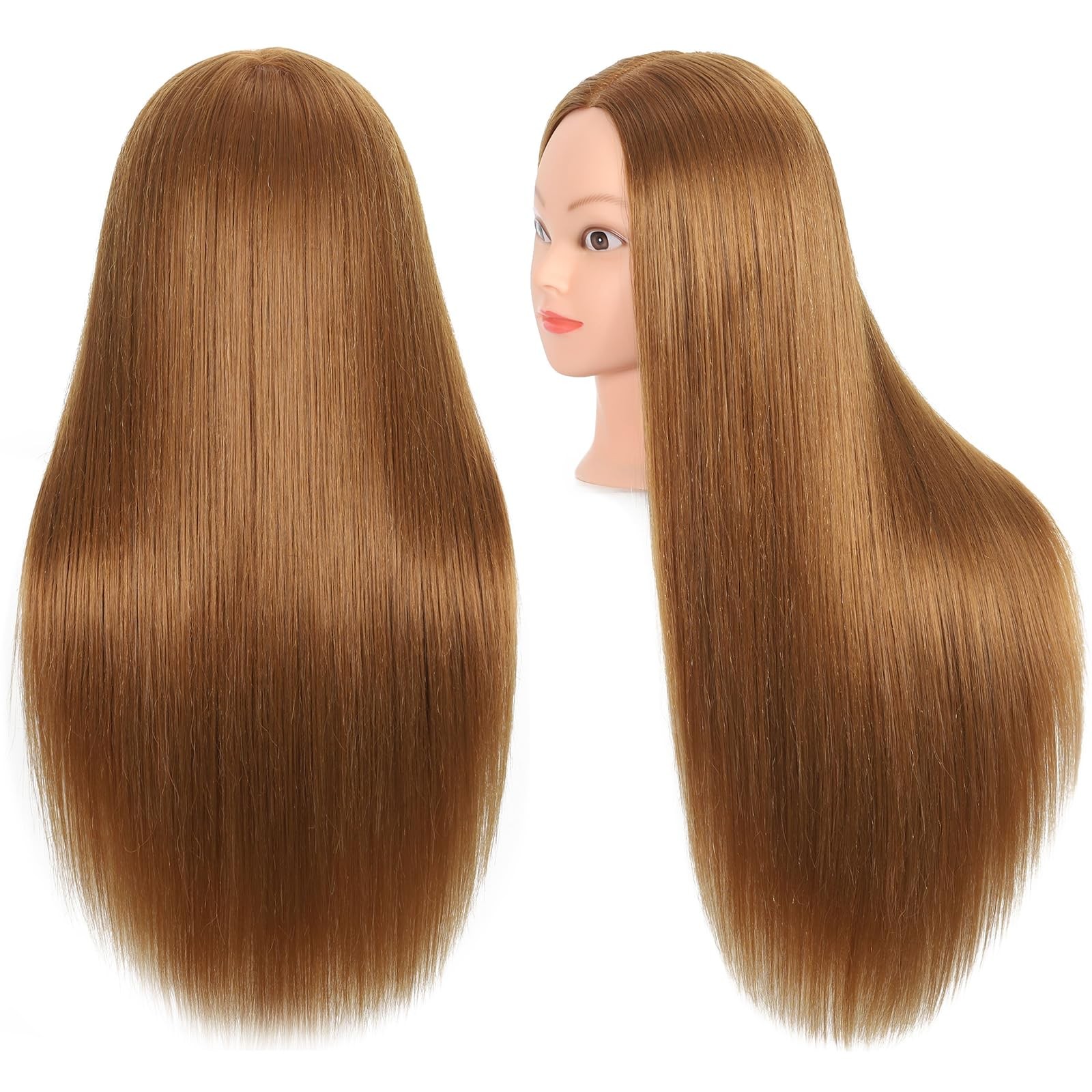 Mannequin Head with 80% Real Human Hair 26”-28″Cosmetology Mannequin Doll He…