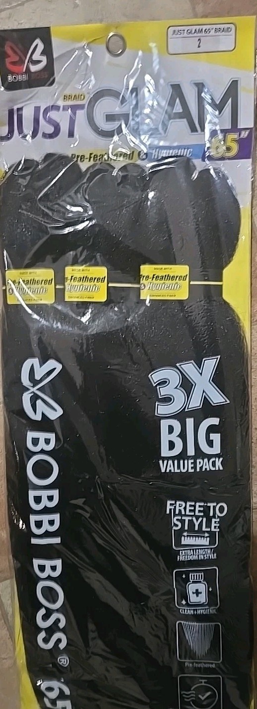 BOBBI BOSS JUST GLAM 65″ BRAIDING HAIR SUPER LONG BRAID #2 NEW 3-PACK