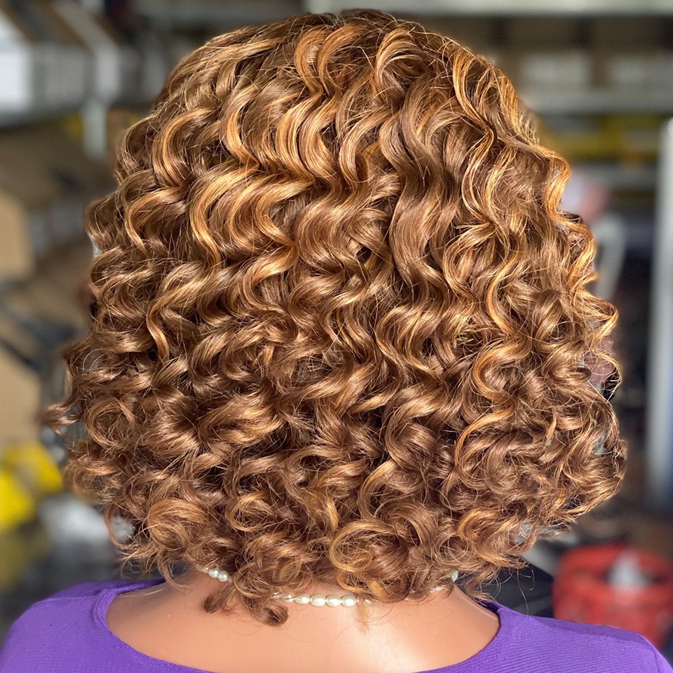 T4/27 Brown Highlight Wig Human Hair Wig Bob Wig 13X4 Lace Front Wig Pre-plucked