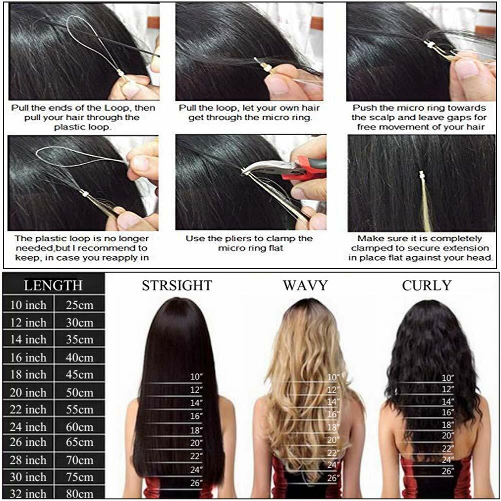 Loop Micro Ring Beads Link Human Hair Extensions Real Brazilian Hair Balayage US