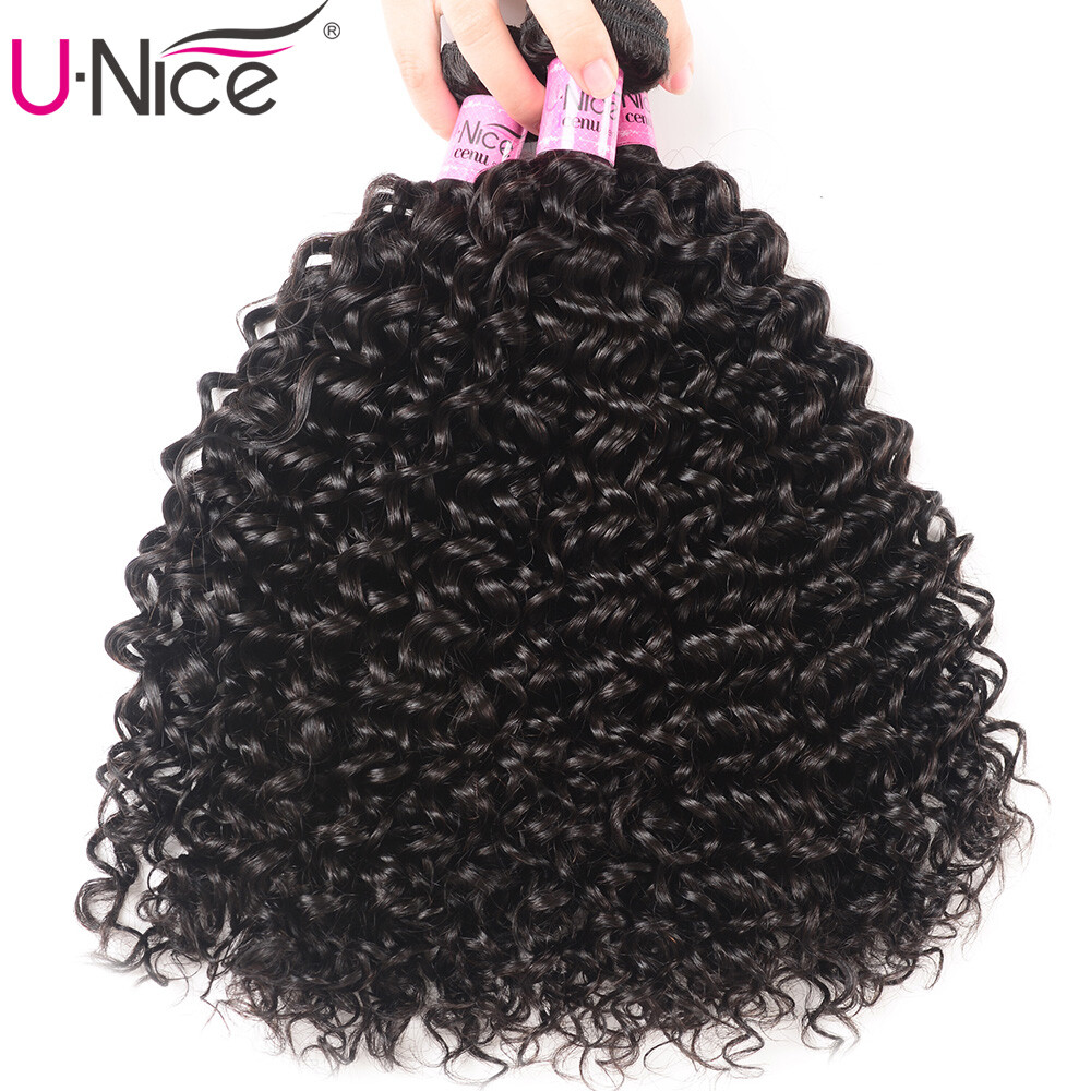 UNice Hair Cambodian Curly 3 Bundles Human Hair Extensions Virgin Hair Weaves US