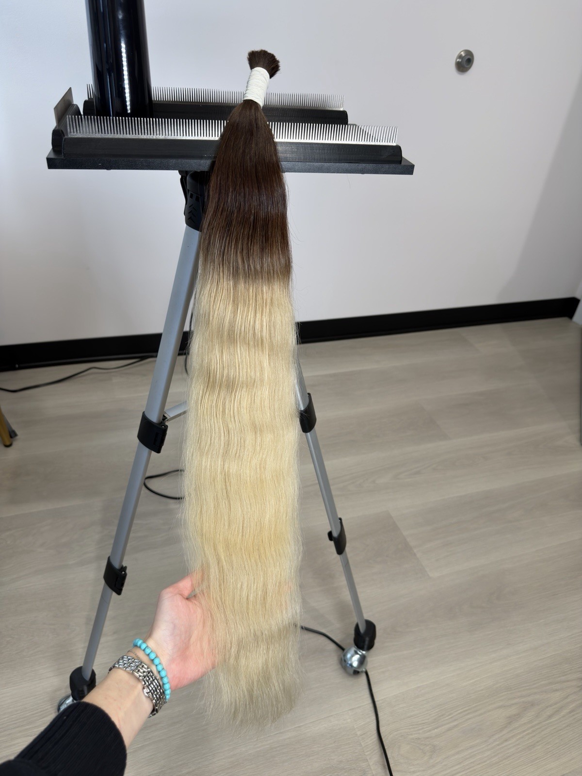 Ombré Dark Brown to Light Blond Human Hair Extension bulk 70cm 93g