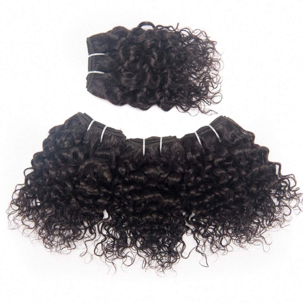 Brazilian Jerry Curl Human Hair Weave 4 Bundles 8 Inch Short Kinky Cur