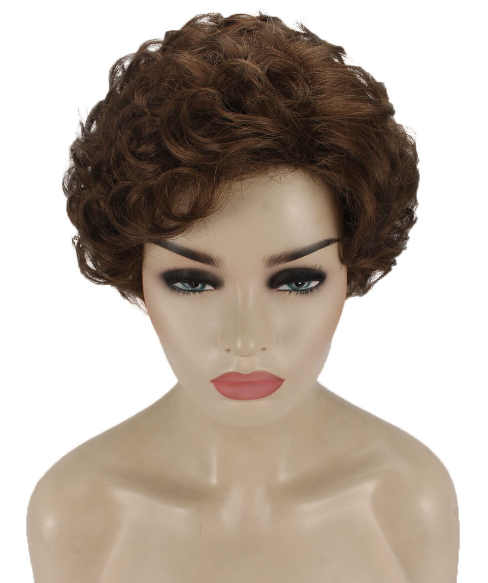 Monroe – Curly Kanekalon Synthetic Fiber Full Wig, 4 – 4.5 in, Light Brown