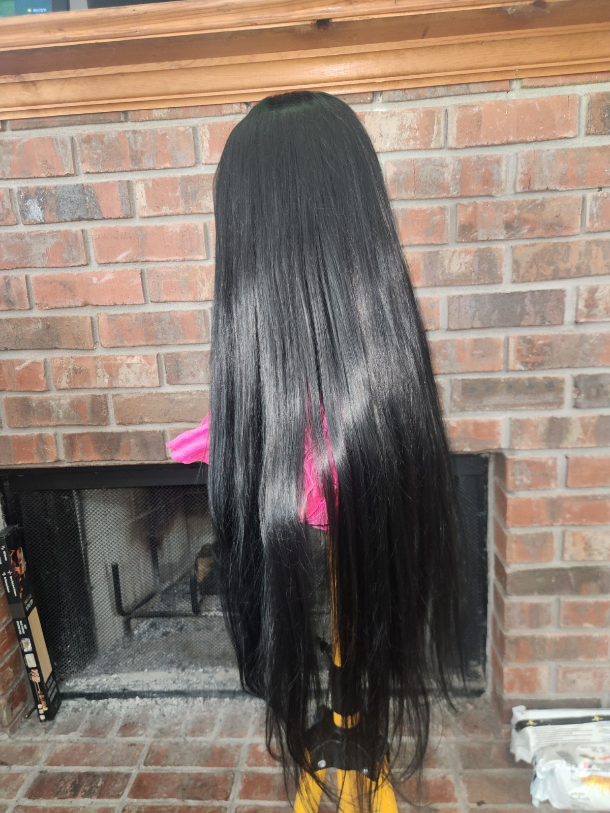 Lace Front Wig Straight Black/Purple Synthetic Free-Part 36 in Women