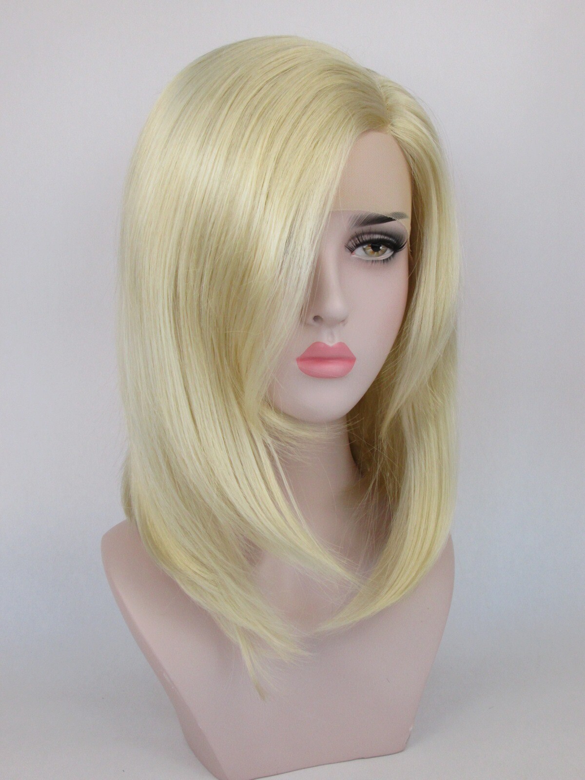 WOMENS LACE FRONT SHOULDER-LENGTH STRAIGHT HAIR LAYERED WIG W/ NO BANGS LINDSEY