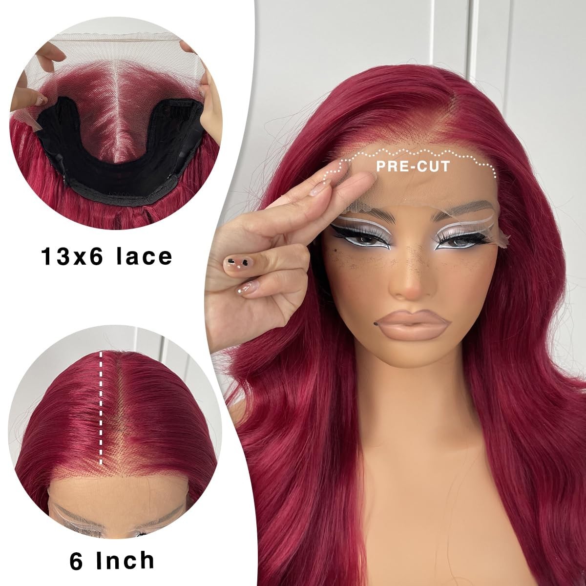 LACE FRONT WIG HUMAN HAIR BLENDED BODYWAVE RED BLONDE