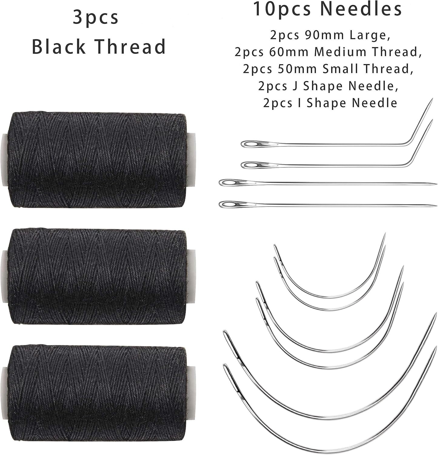 Weaving Needle Combo Deal – Black Thread with 10pcs Needles