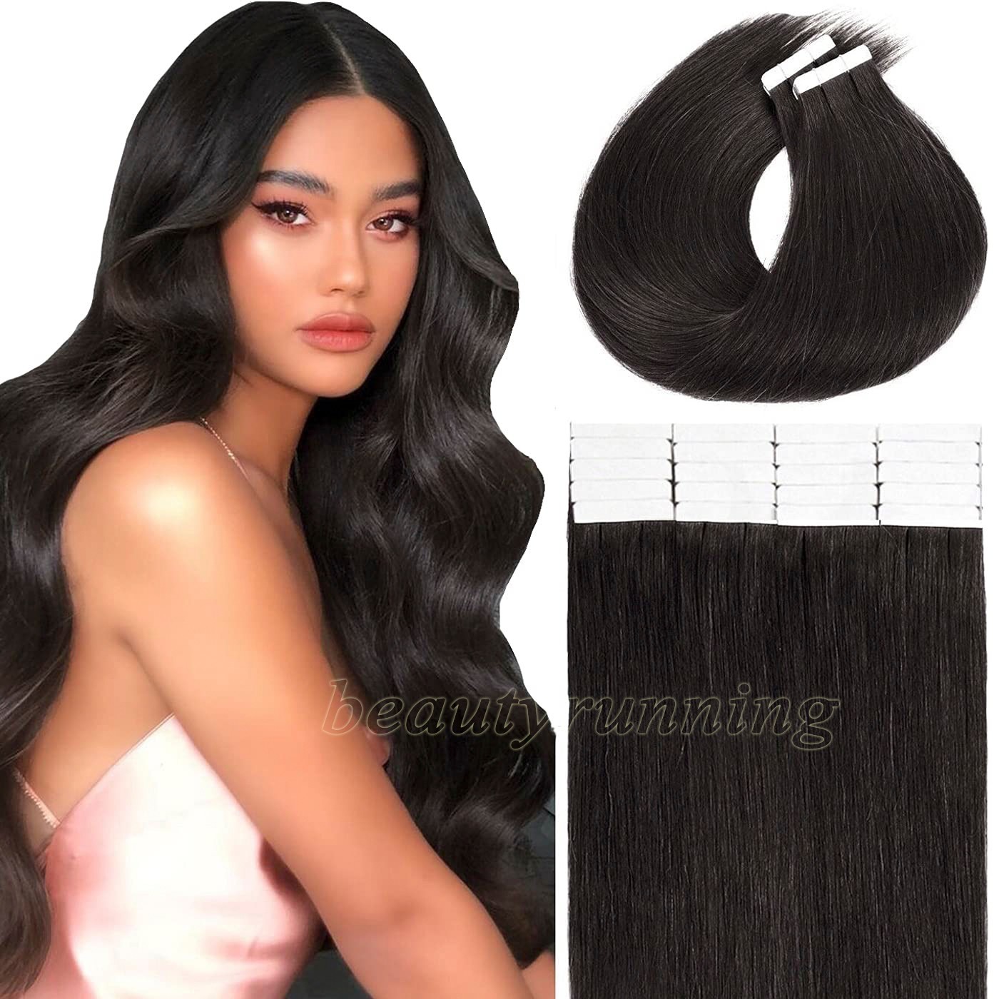 Invisible Tape In Human Hair Extensions Skin Weft Premium Hair Full Head 80pcs