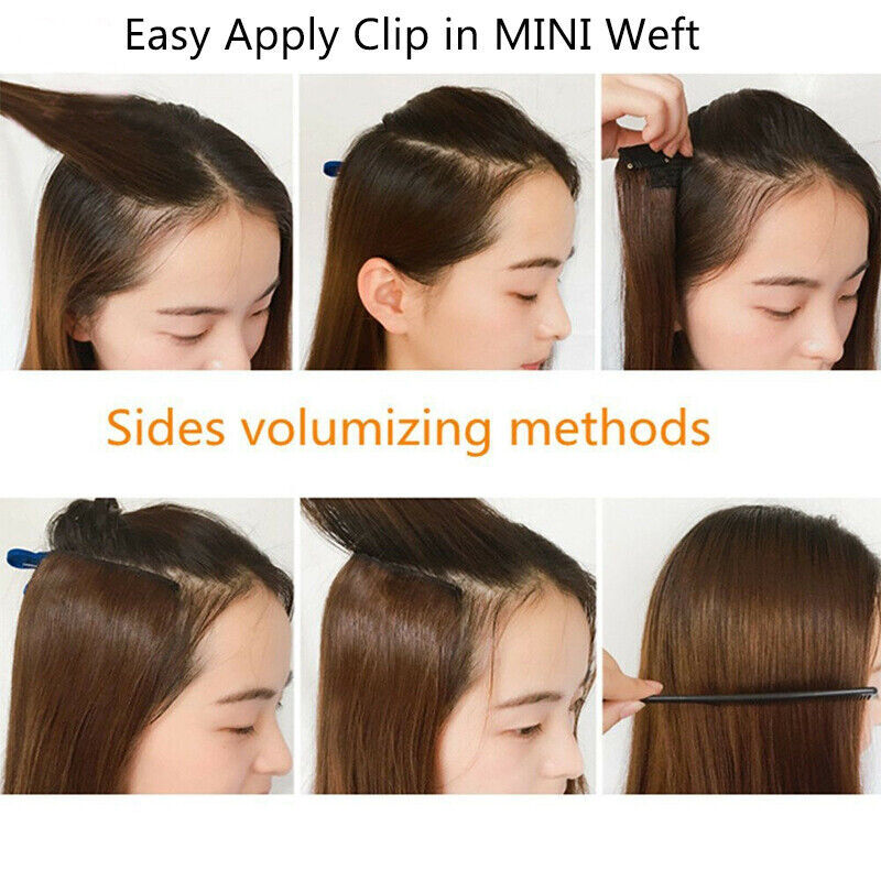 US One Piece Clip In 100% Remy Human Hair Extensions Side Hair Topper Pad Blonde
