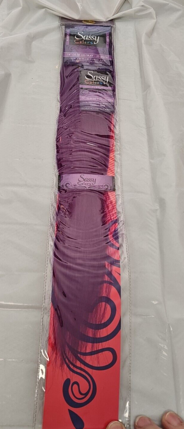 Sassy Colors PURPLE – 14″ [35.56 cm-25 grams] #122152-100% Premium Human Hair