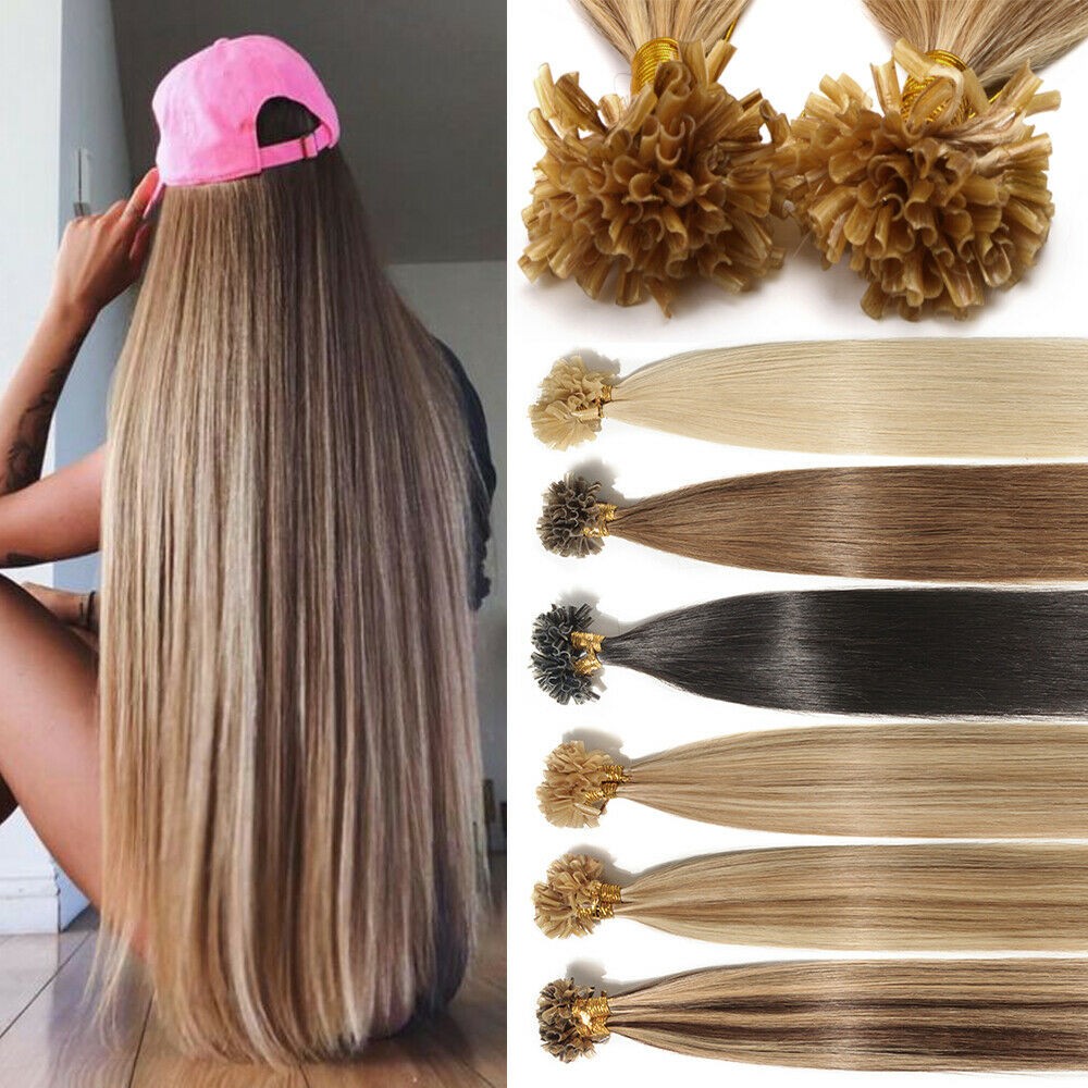 18-32Inch Blonde Keratin Pre Bonded Nail U Tip Glue Remy Human Hair Extensions