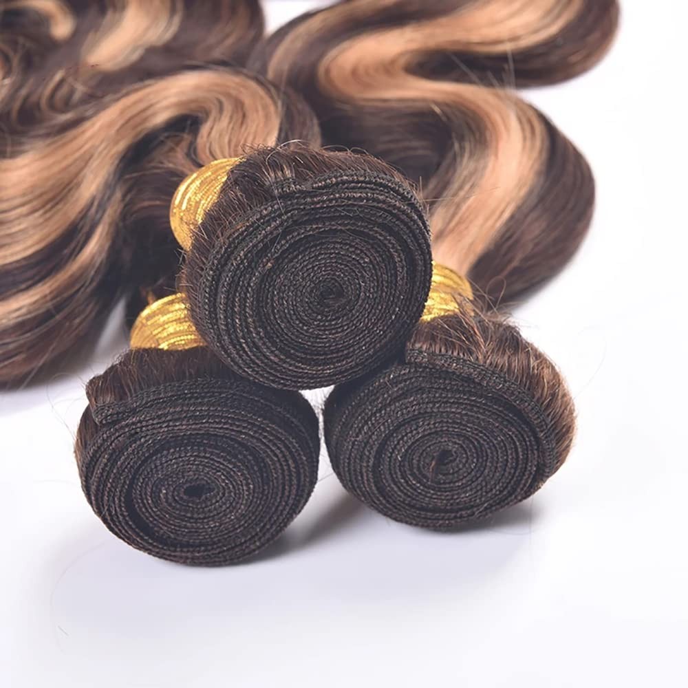 Hrceyocr P4/27 Highlight Blonde Bundles Human Hair Body Wave Bundles 22 22 22