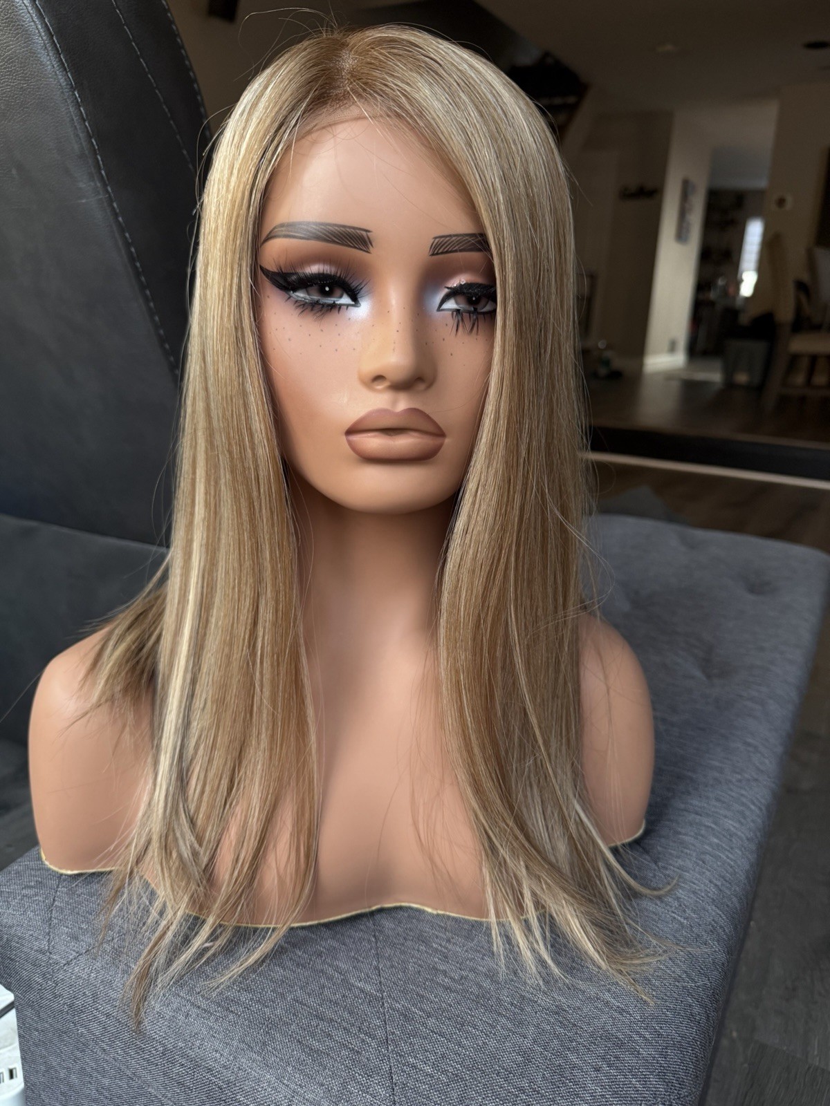 human hair lace Top European Hand tied Wig 18 Inches Size Small