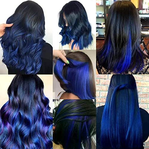 Blue Hair Extensions Clip in, 22 Inch 10 Pcs 22 Inch (Pack of 10) 10PCS-Blue