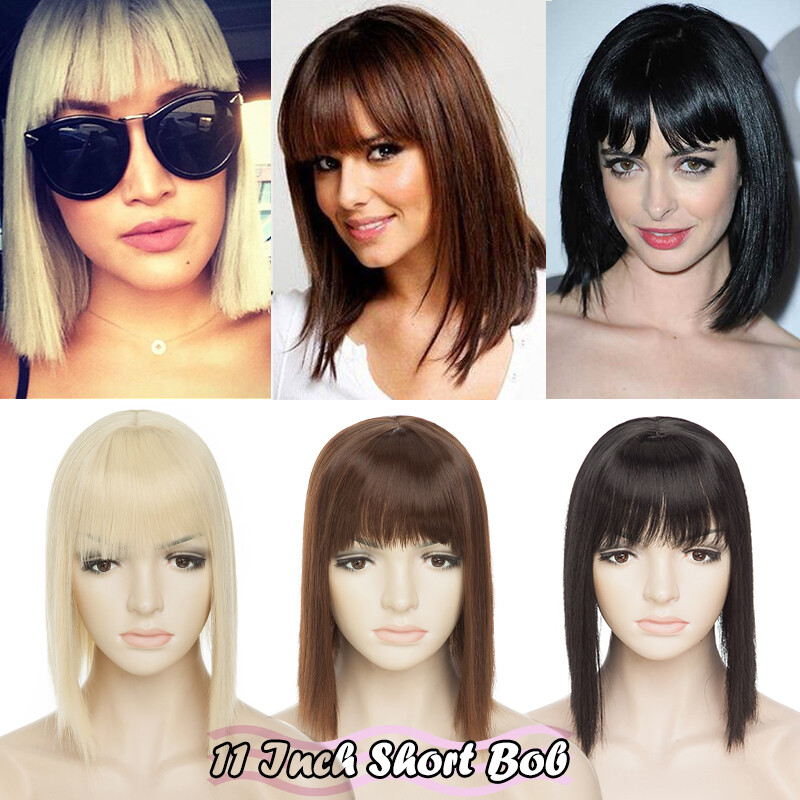 Real as Human Hair Topper Toupee Piece Clip in Top Wig Silk Base Hairpiece USA