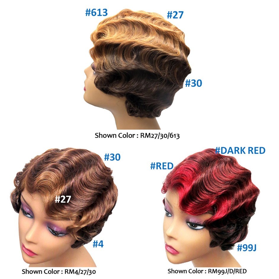 MADAME by Sensual Short Finger Wave Synthetic Full Wig Mommy Wig Style