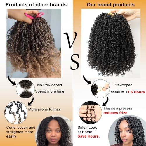 8 Packs Yanky Twist Crochet Hair Pre-looped Crochet 8 Inch (Pack of 8) 1B/30/27