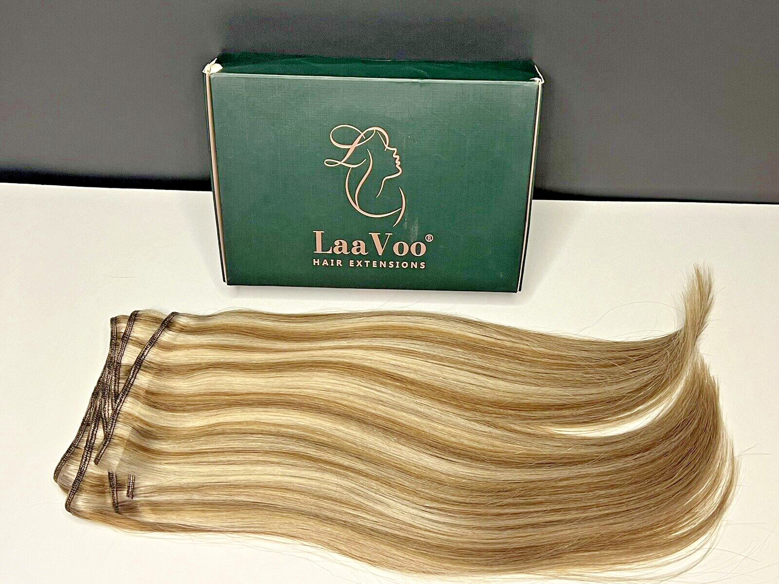 14 INCH LaaVoo REMY HUMAN HAIR WEFT – 80G LIGHT BROWN/ BLONDE HIGHLIGHTS #P8/60