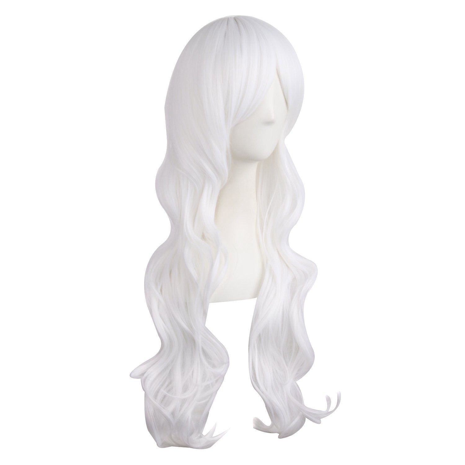 28″/70cm Charming Women’s Long Curly Full Hair Wig White