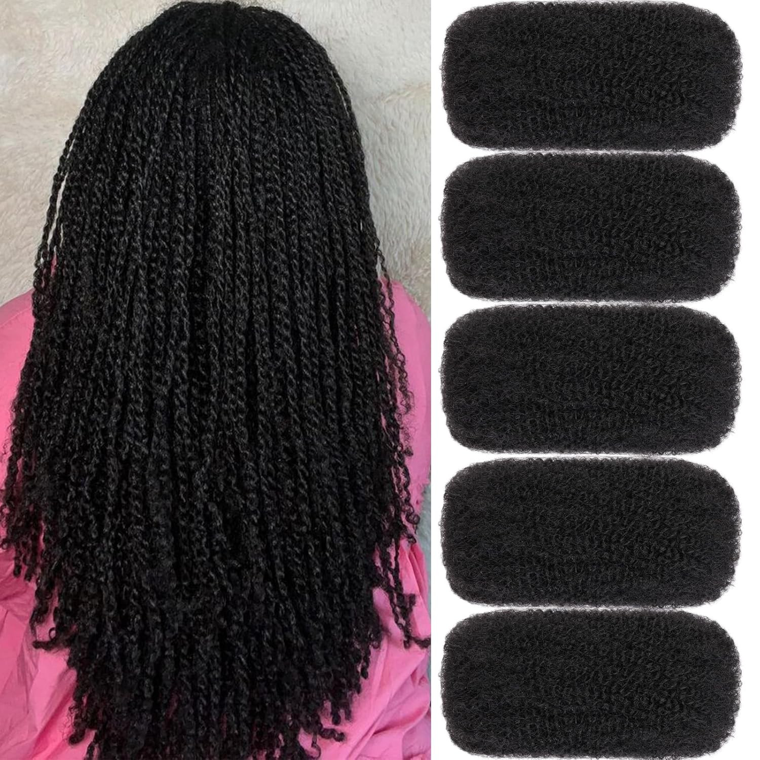 Xtrend 20 Inch 250G 5 Bundles Natural Black Afro Kinky Curly Braiding Bulk Hair