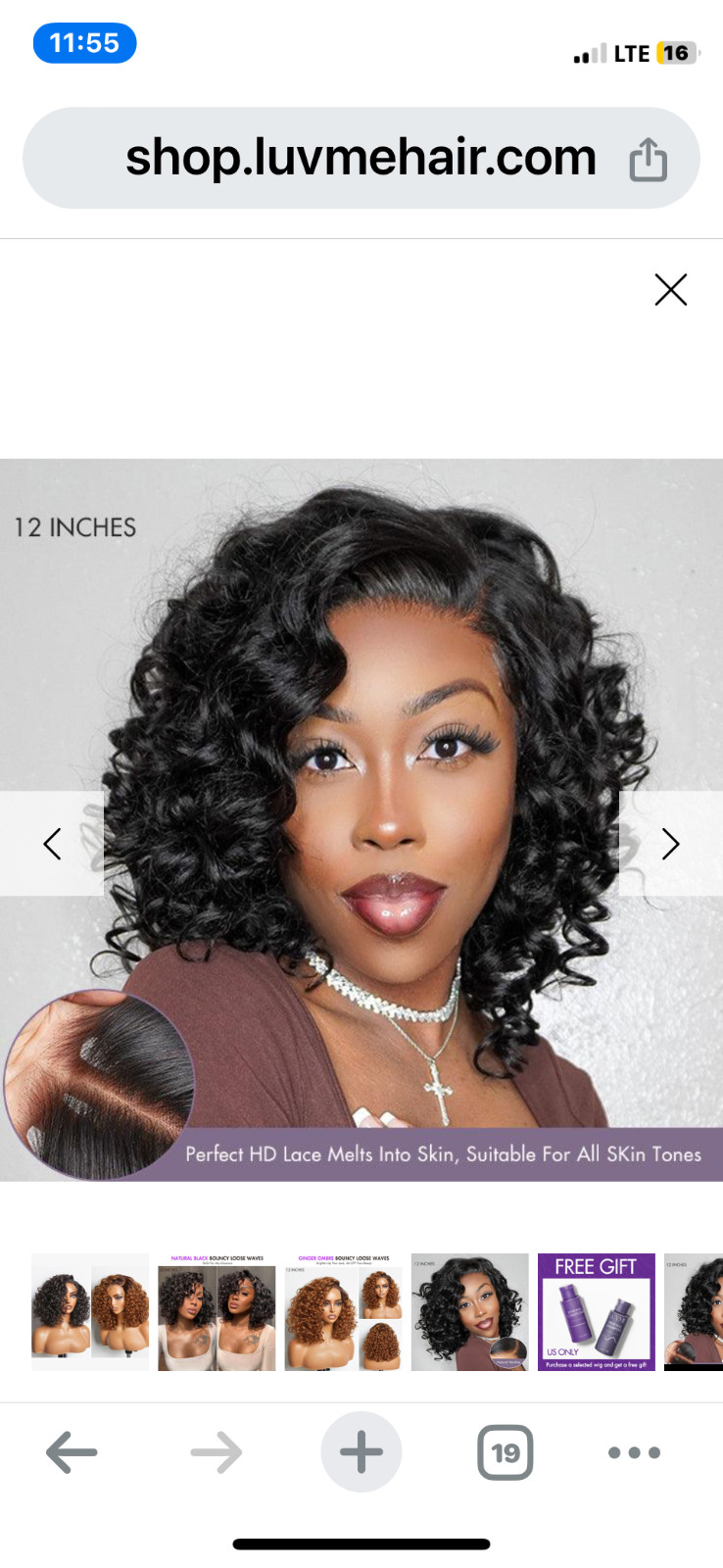 Luvme Hair Mature Bouncy Left C Part Natural Black Ombre Loose Wave Glueless