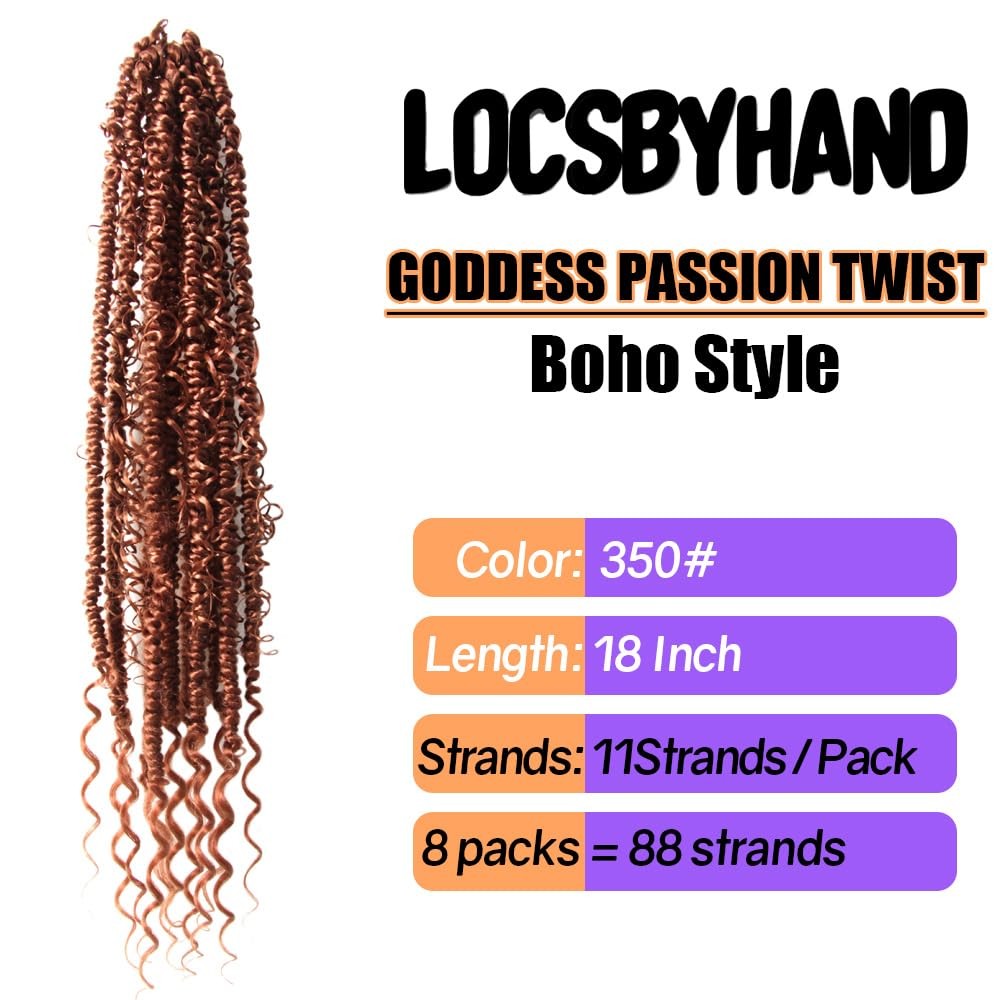 Locsbyhand Boho Crochet Passion Twist Hair Pre Looped 18 Inch Goddess Passion