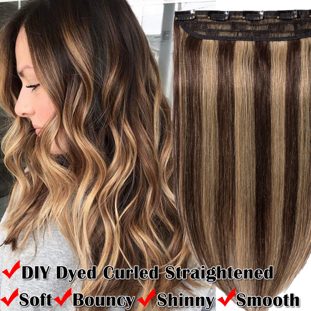100% Soft 100% Remy One Piece Clip in Real Human Hair Ectensions 3/4 Full Head