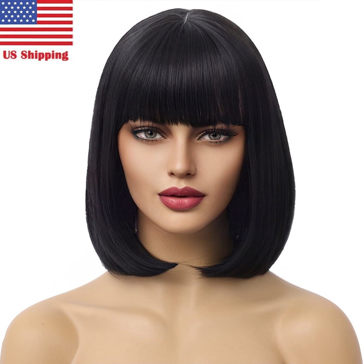 Women Girl Full Hair Wigs Anime Cosplay Party Costume Soft Bob Short Bang Wig US