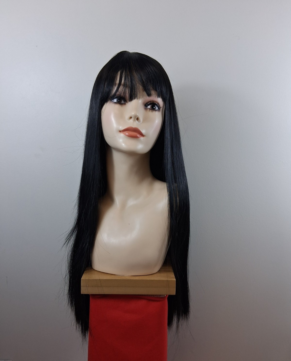 Long Straight wig with Air Bangs High Temperature Synthetic Fiber Heat Resistant