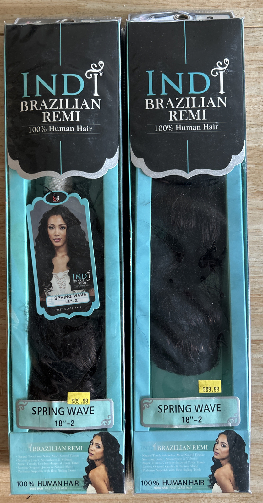 100% Human Brazilian Remi Hair Ext. 18”in. Color #2. 2 Packs For $130.