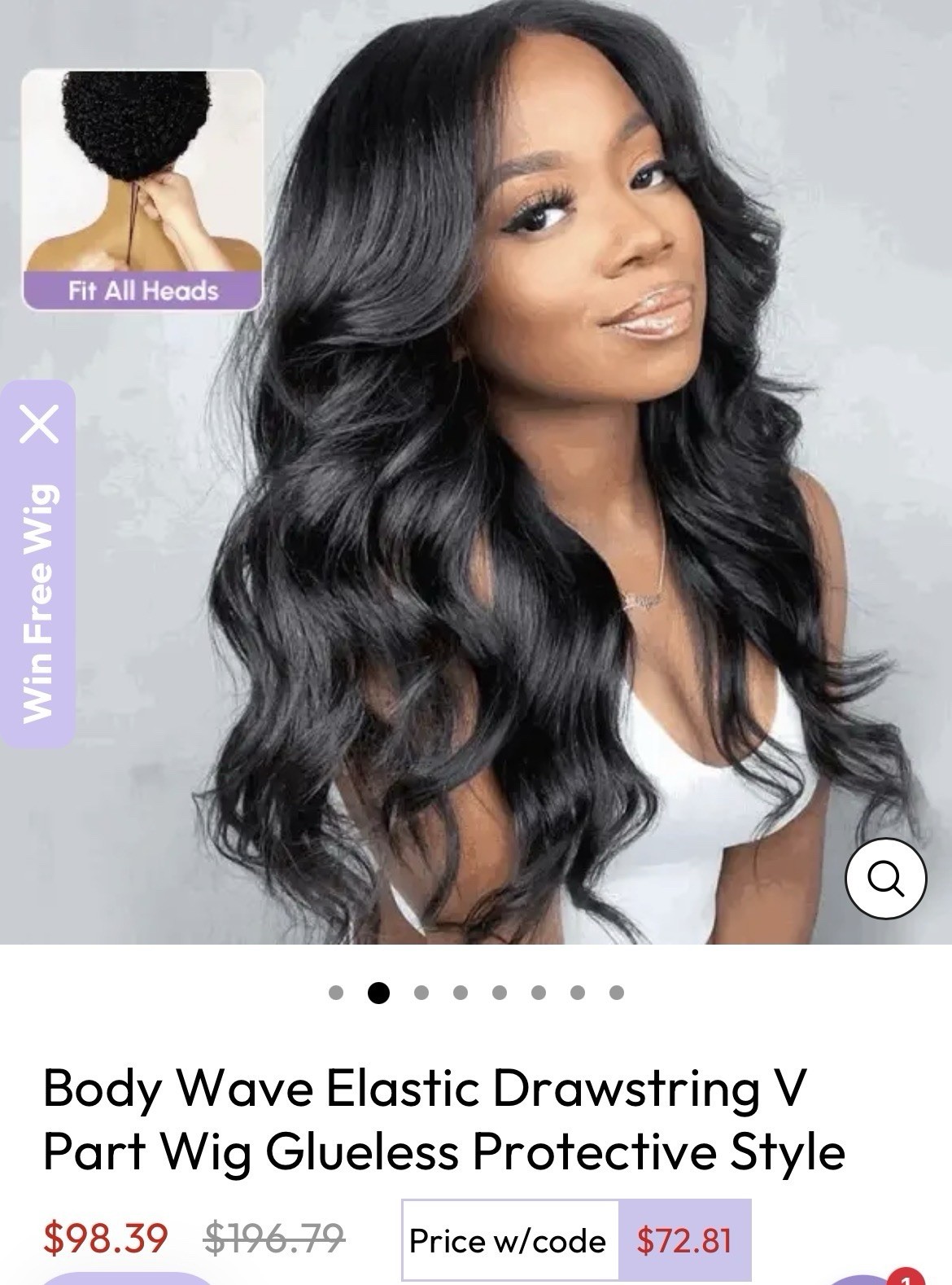 OQ Hair Body Wave Elastic Drawstring V Part Wig Glueless 10” Bob