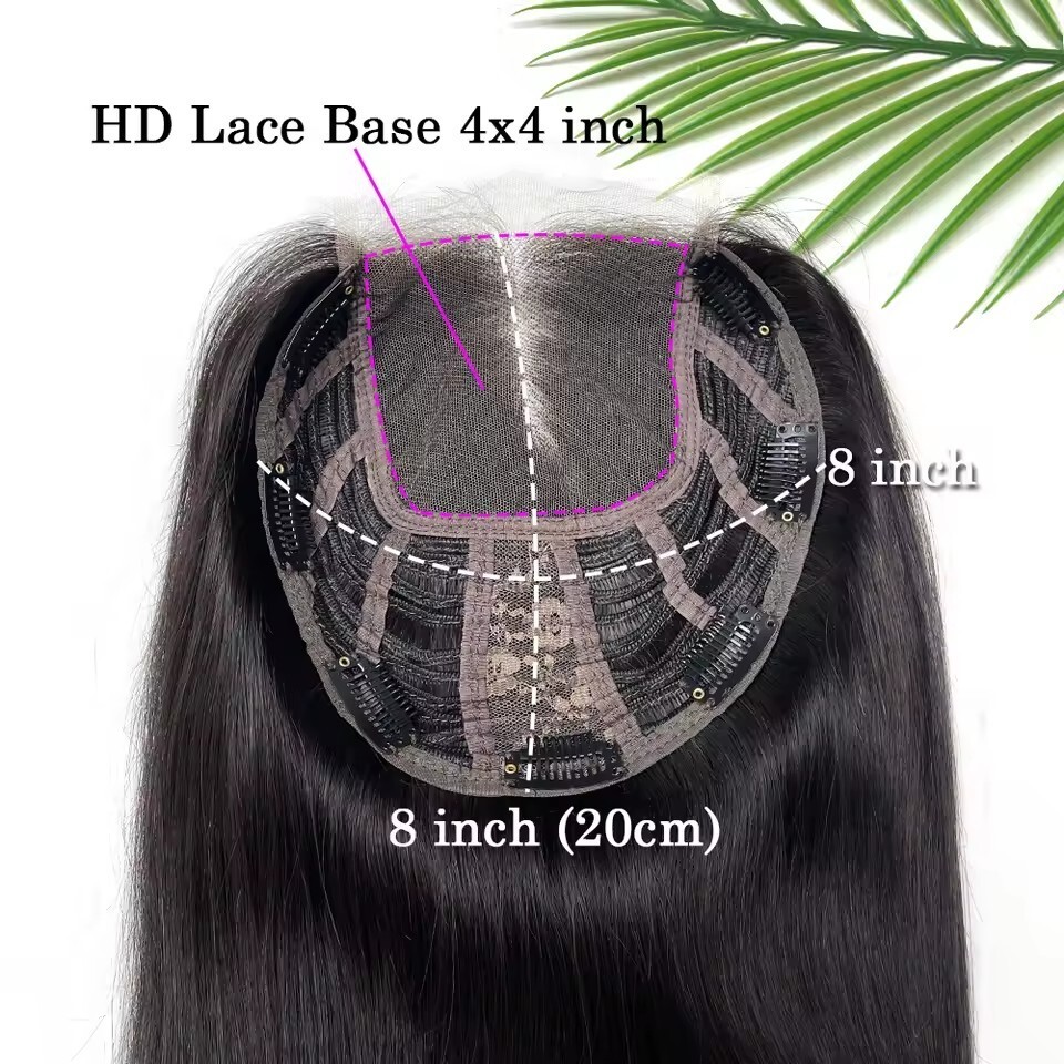 8×8″ HD Transparent Lace Topper Human Hair Piece Women Straight Closure 26″