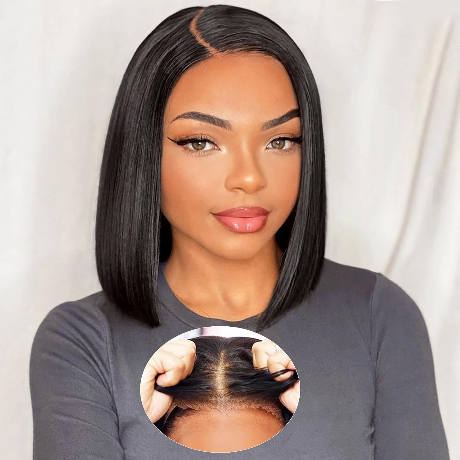 Wear and Go Glueless Bob Straight Wig Pre Plucked Pre Cut 4×4 Lace Front Wig