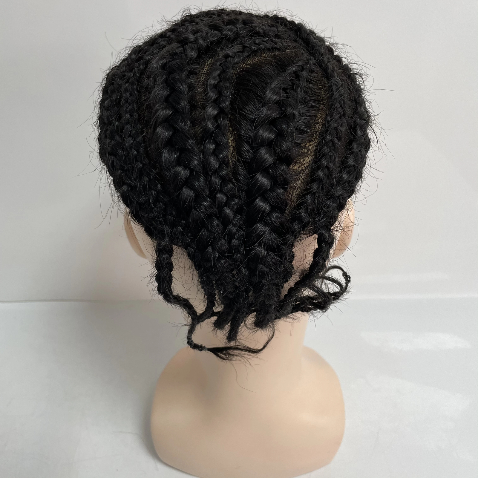 Human Hair System Lace with PU Braids Toupee for Black Men