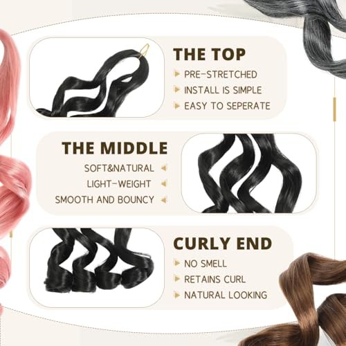 French Curl Braiding Hair Pre Stretched Bouncy Braiding Hair Curly 12 Inch #1B