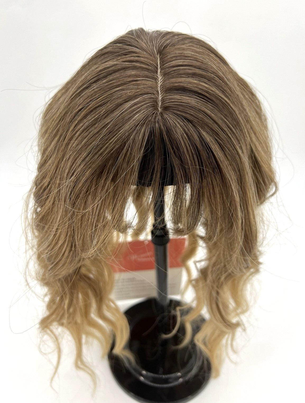 Ombre Light Brown to Blonde Dark Roots Short Wavy 14in Women Hair Topper