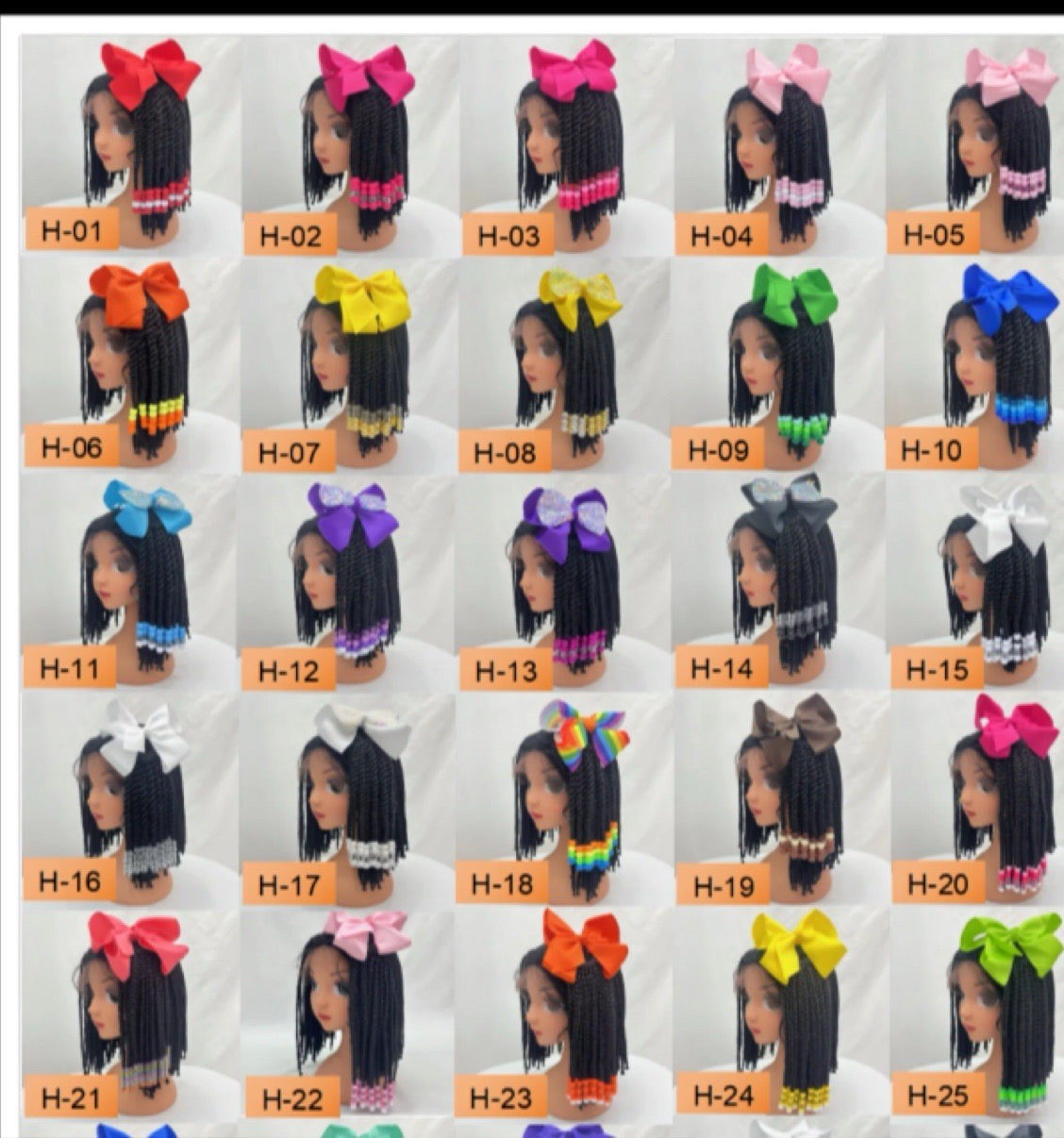 Kids Braided Ponytail Hair Extension Ponytail Clip With Bow And Beads