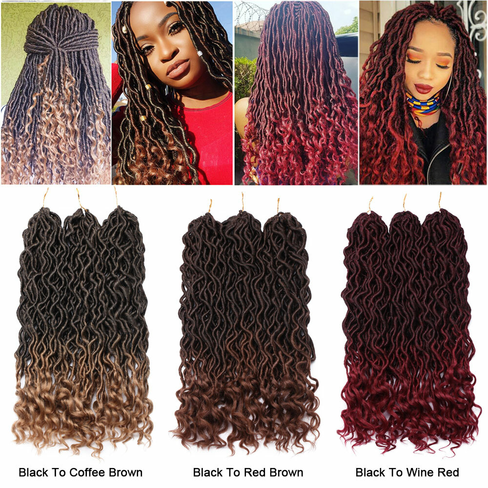 US Goddess Locs Deep Curly Faux Locs Dreadlocks Crochet Braids Hair Curly Ends