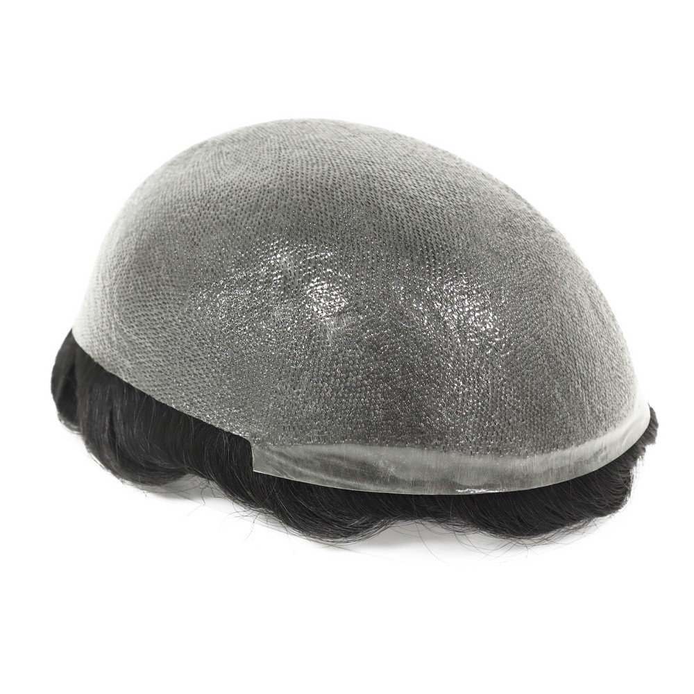 Toupee for Men Super Ultra Thin Skin Human Hair System Black Hair Pieces #1C