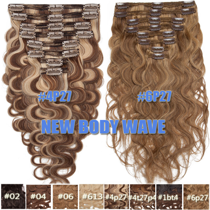 Extra Thick Double Wefted Human Hair Exensions Clip In Remy Weave 200G Full Head