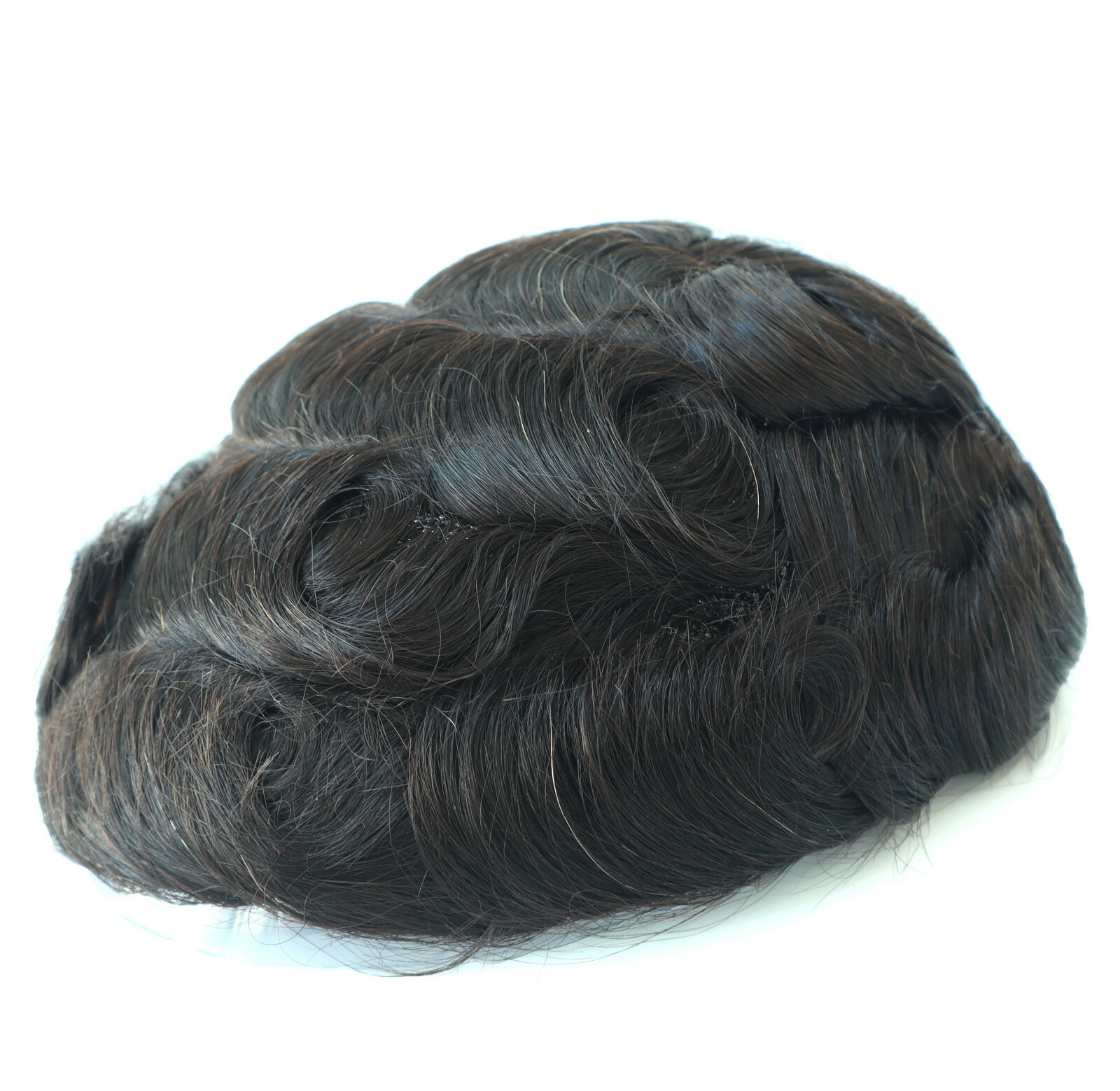 Mens Human Hair Replacement System Fine Mono Toupee Indian Remy Hairpieces #2