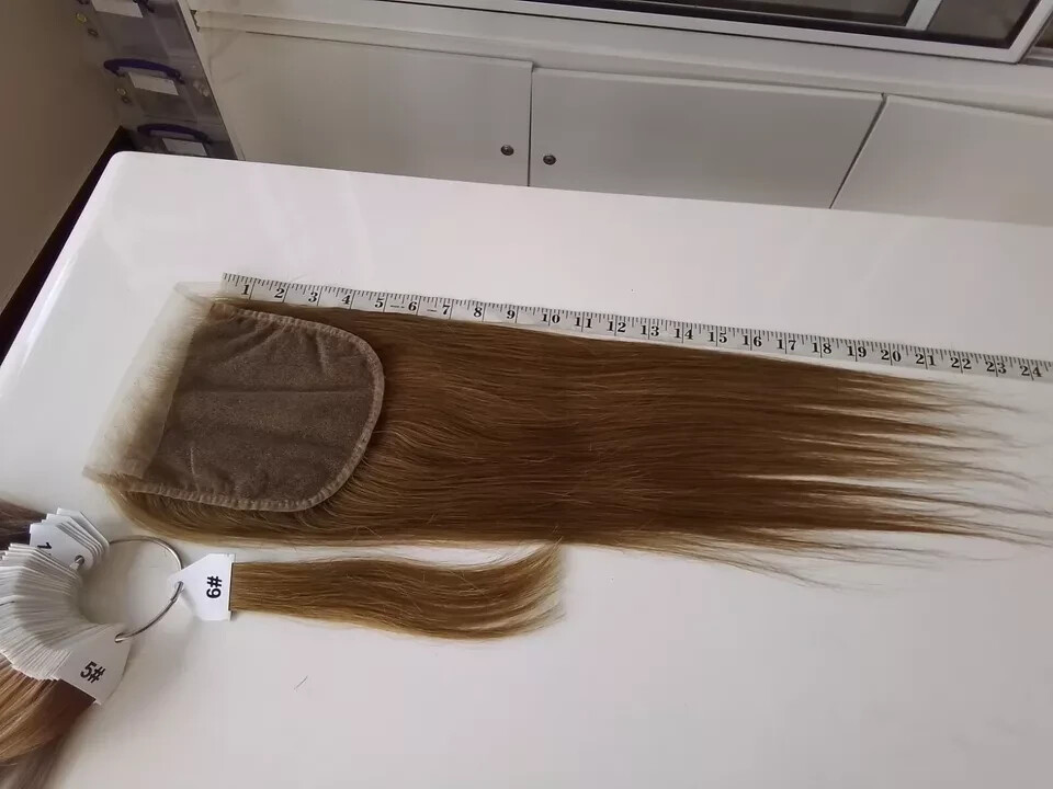 12A 20INCH 6X6 HD LACE CLOSURE ASHY 6# BRAZILIAN VIRGIN HUMAN HAIR STRAIGHT 90g