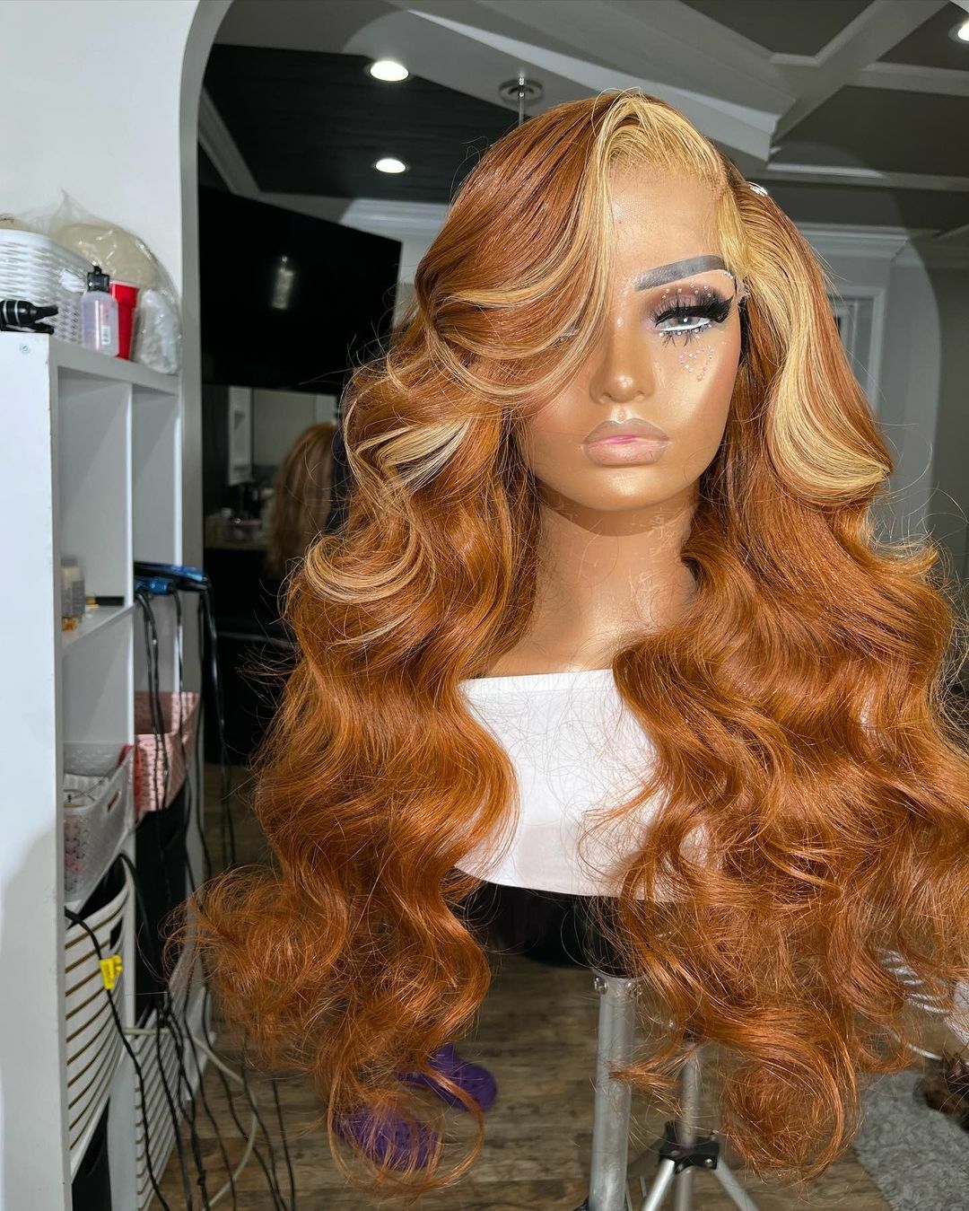 4X4 Lace front Remy Human Hair Wigs Blonde Brown Highlight Long Wave Pre Plucked