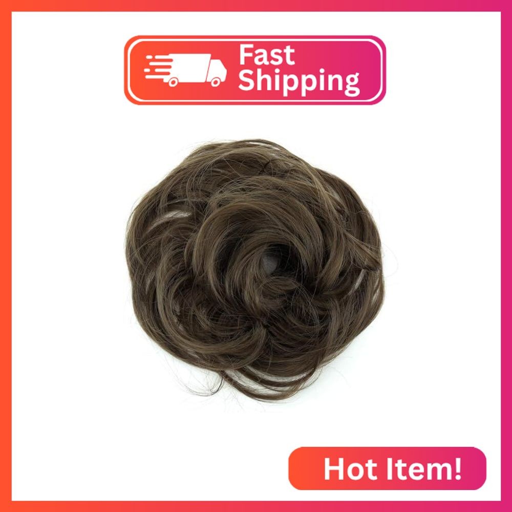 CAISHA Synthetic Fiber Hairpiece Scrunchie Scrunchy Updo Slightly Wavy Ash Brown