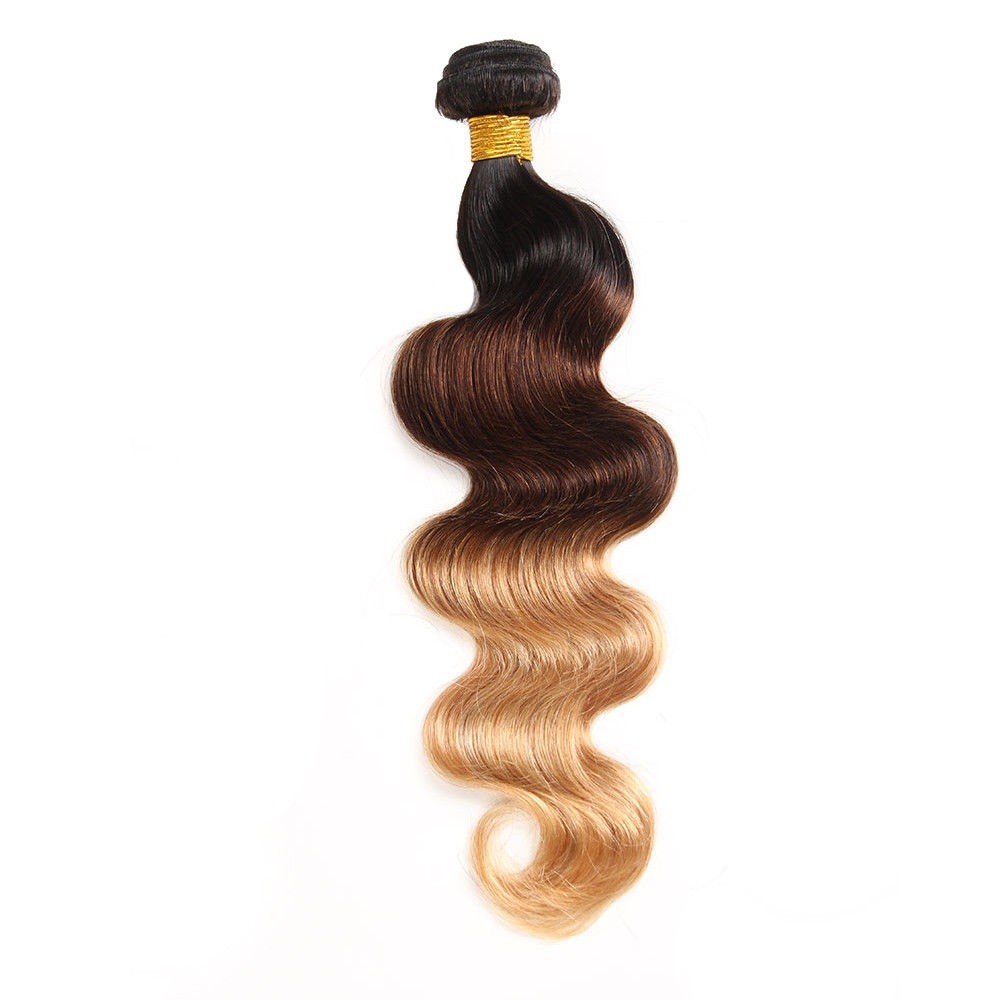 Ombre Body Wave Black Brown Blonde 1B/4/27 Sew In 100 Human Hair Weave 1 Bundle