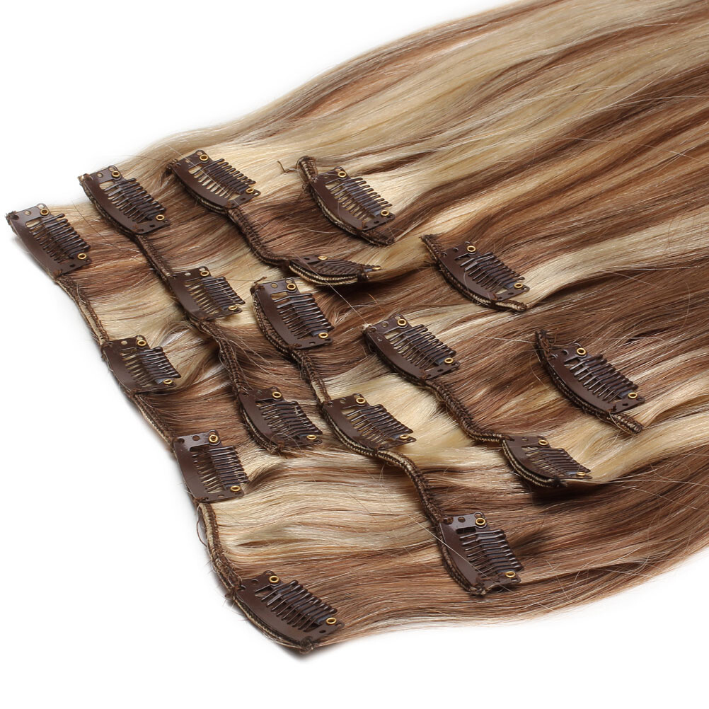 Clip In On Human Hair Extensions Double Weft Weaving Remy Indian Thick Clip Hair